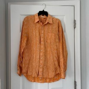 Tommy Bahama 100% Linen Hawaiian Lobster Long Sleeve Button Up Shirt Size M